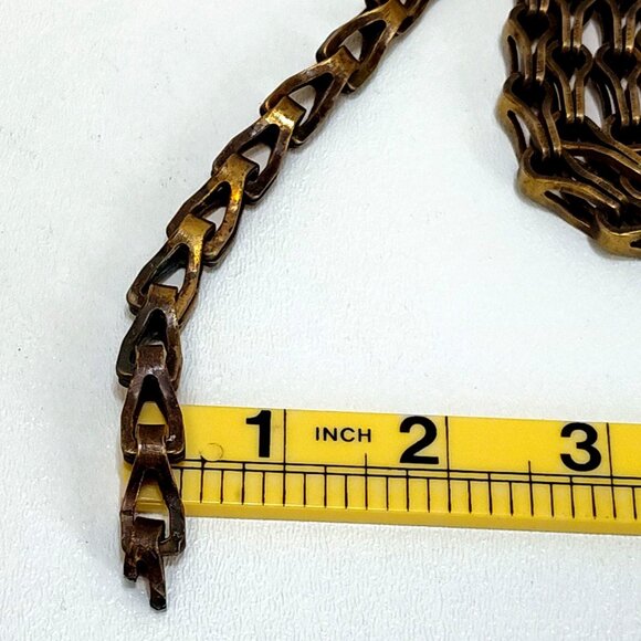 Brass Chain 65" Heavy Duty Used On Padlocks or Clock Weights Antique Circa 1910s - Picture 5 of 6